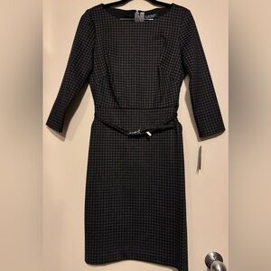 NWT Ralph Lauren Black & Grat Houndstooth Dress with Belt size 6